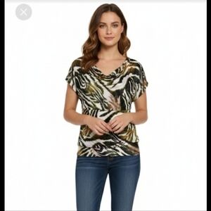 Stylish Zebra Print Women's Top size medium Moa Moa